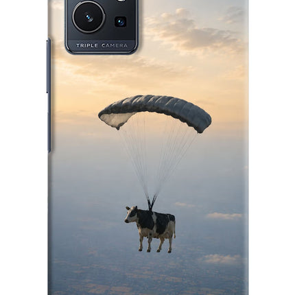 Skydiving Cow Vivo Y75 5G/Vivo T1 5G Hard Case Back Cover by Casekaro