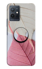 White Pink Leaf Vivo Y75 5G/Vivo T1 5G Pop Case by Casekaro