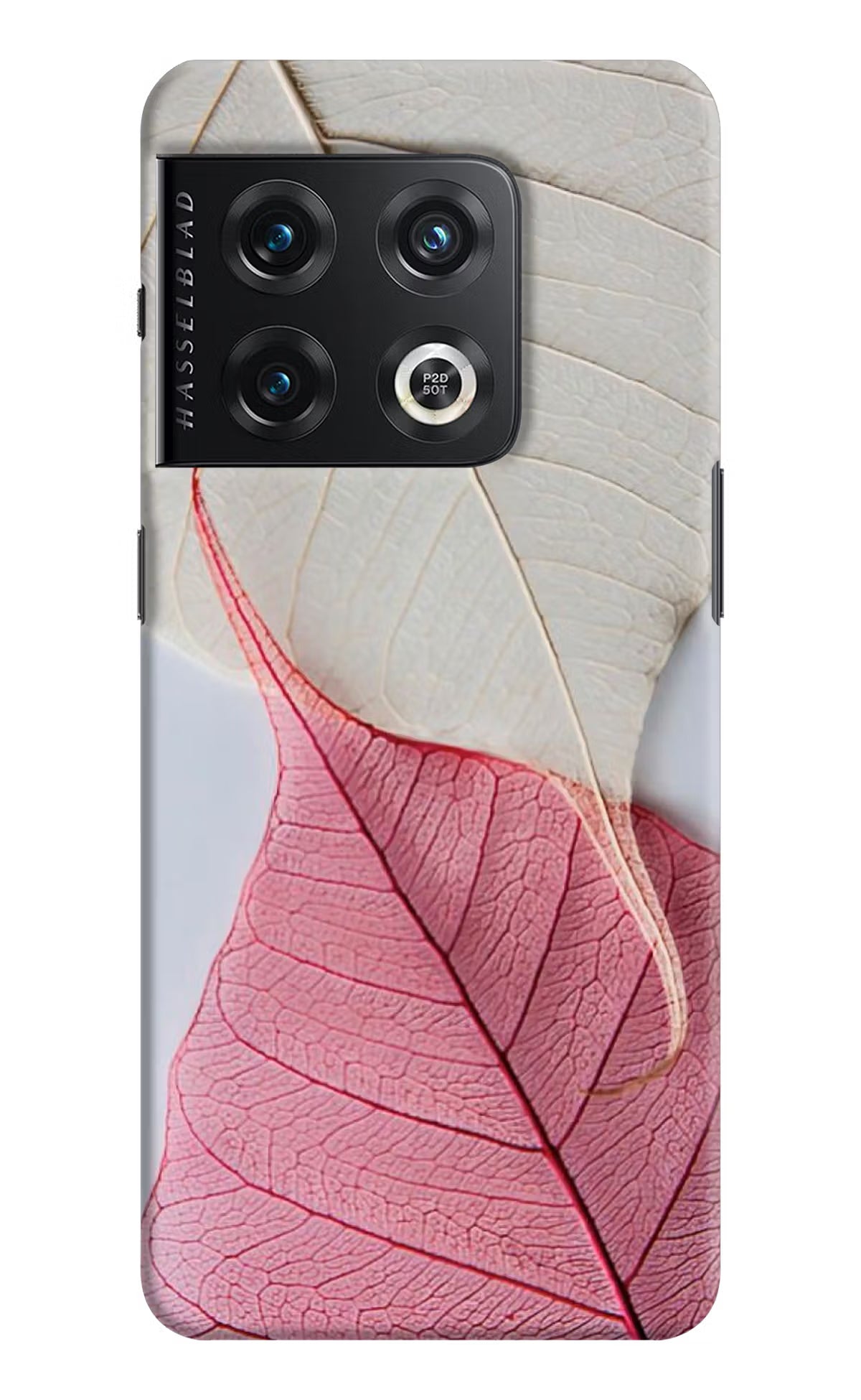 White Pink Leaf OnePlus 10 Pro 5G Hard Case Back Cover by Casekaro