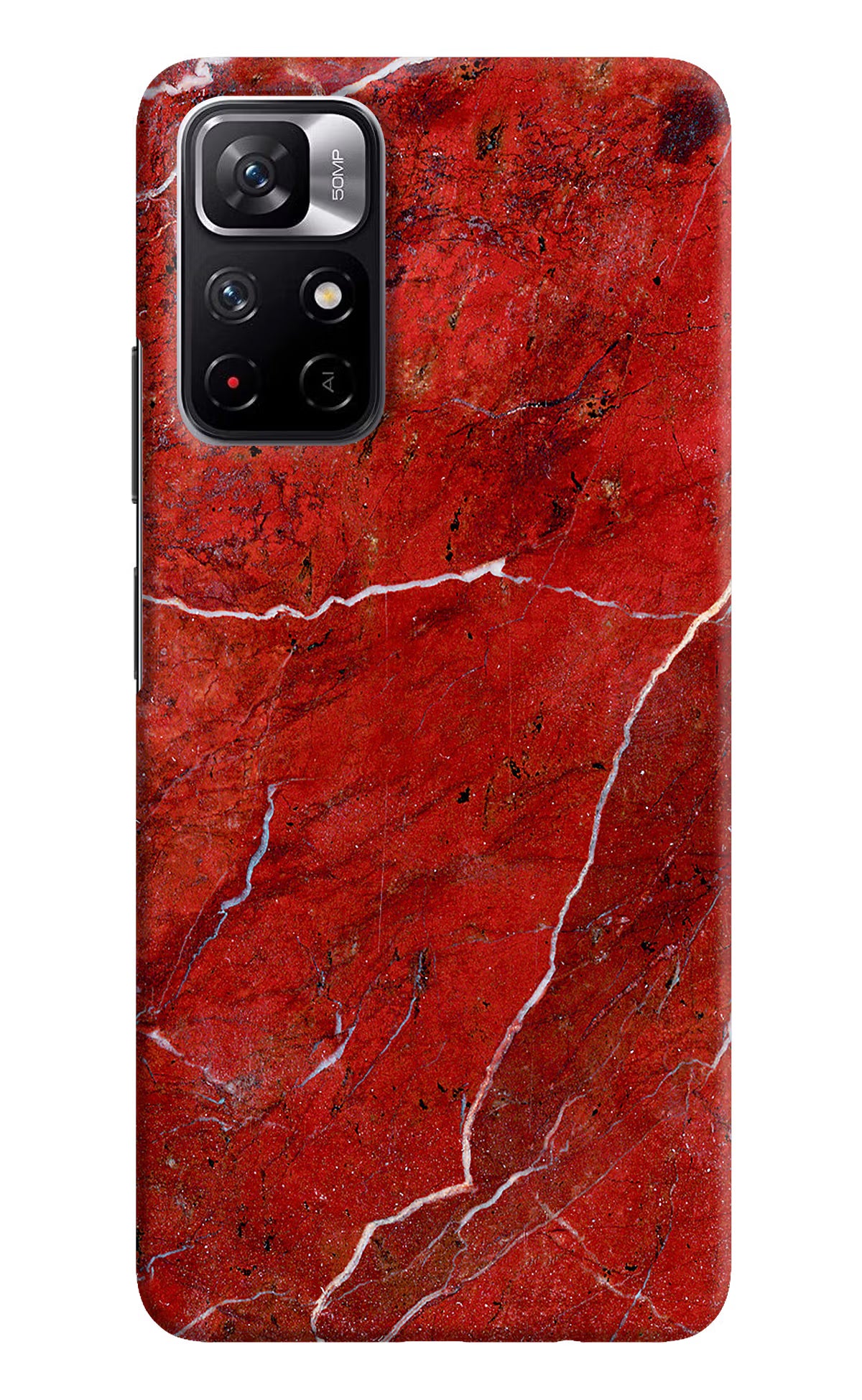 Red Marble Design Poco M4 Pro 5G Hard Case Back Cover by Casekaro