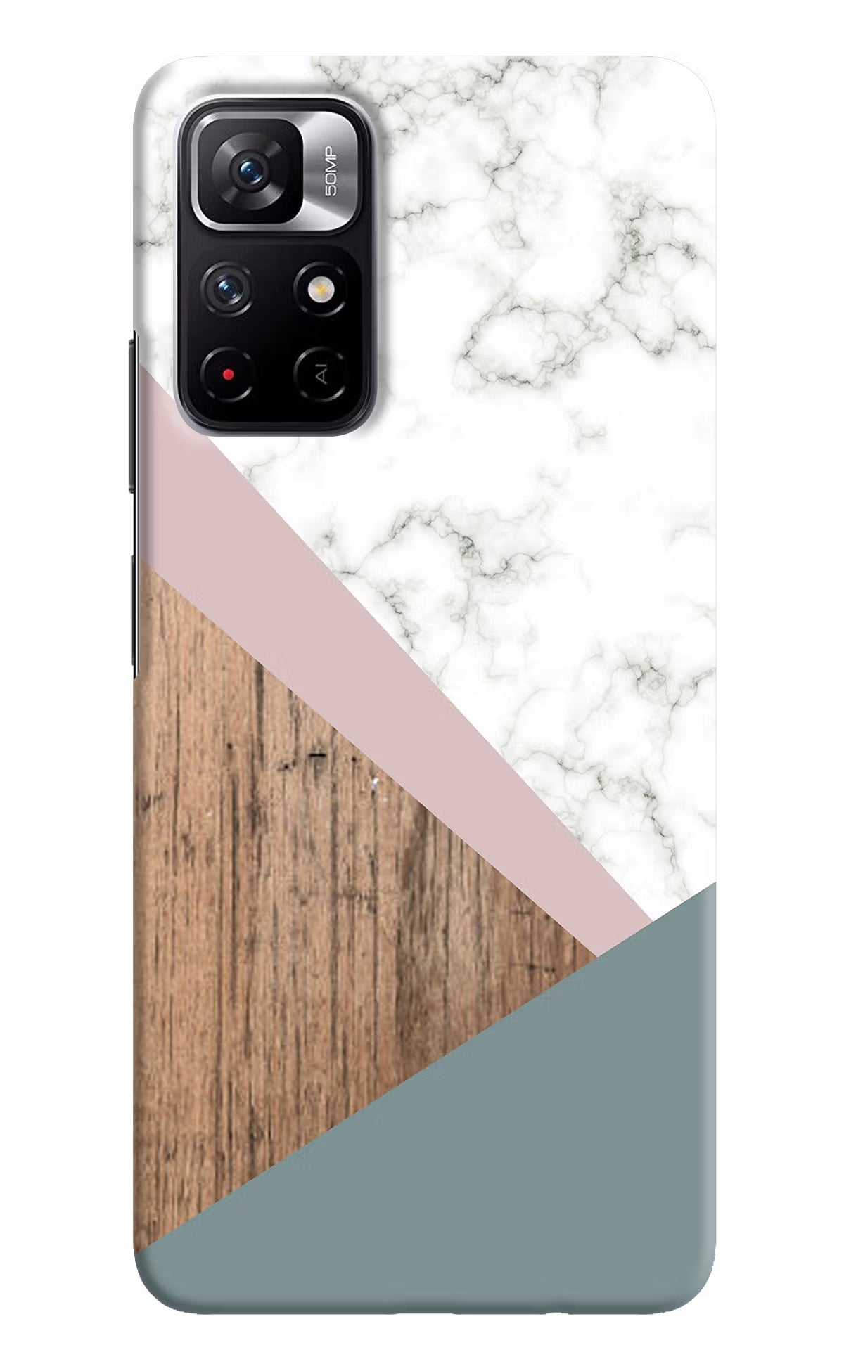 Marble wood Abstract Poco M4 Pro 5G Hard Case Back Cover by Casekaro