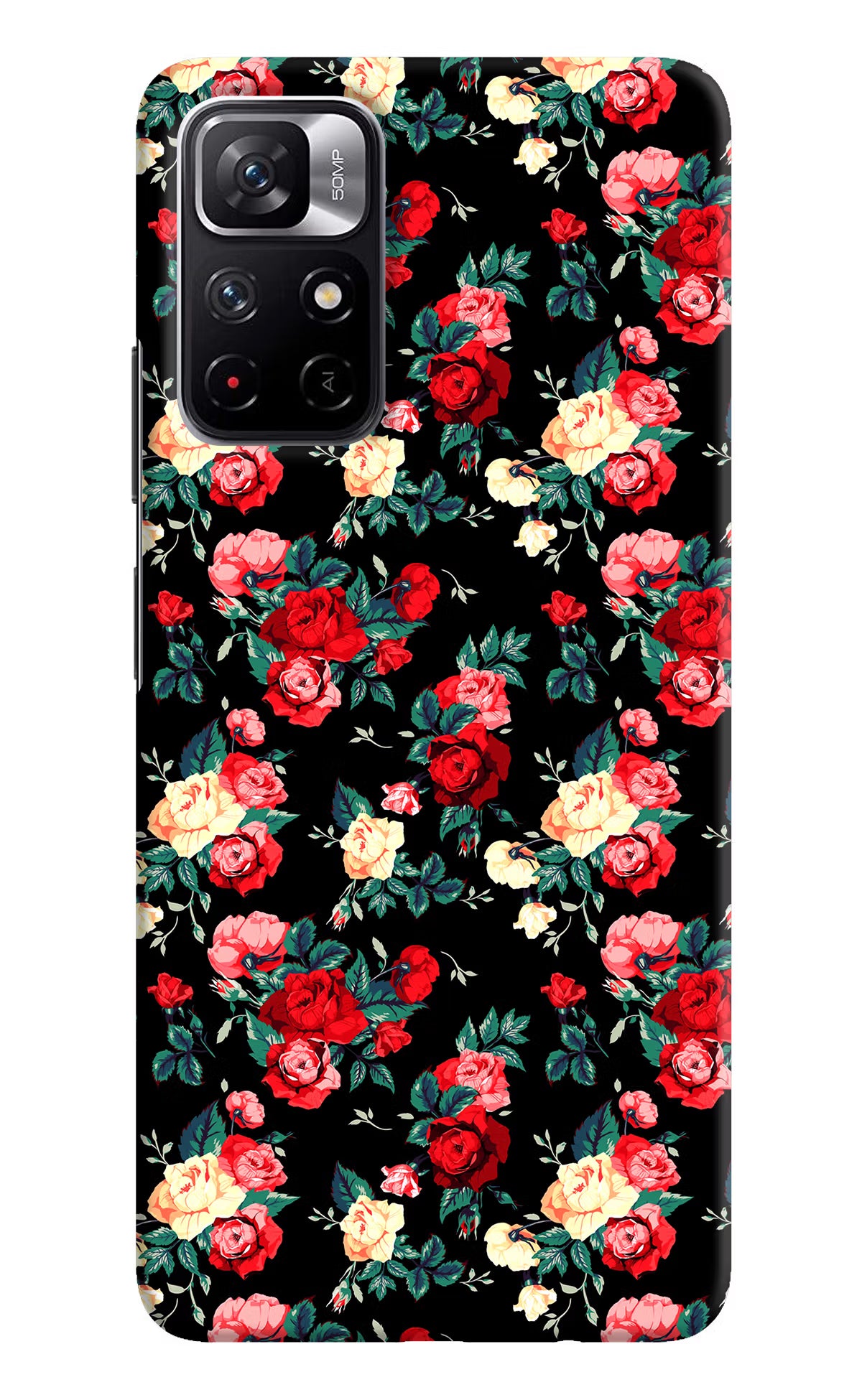 Rose Pattern Poco M4 Pro 5G Hard Case Back Cover by Casekaro