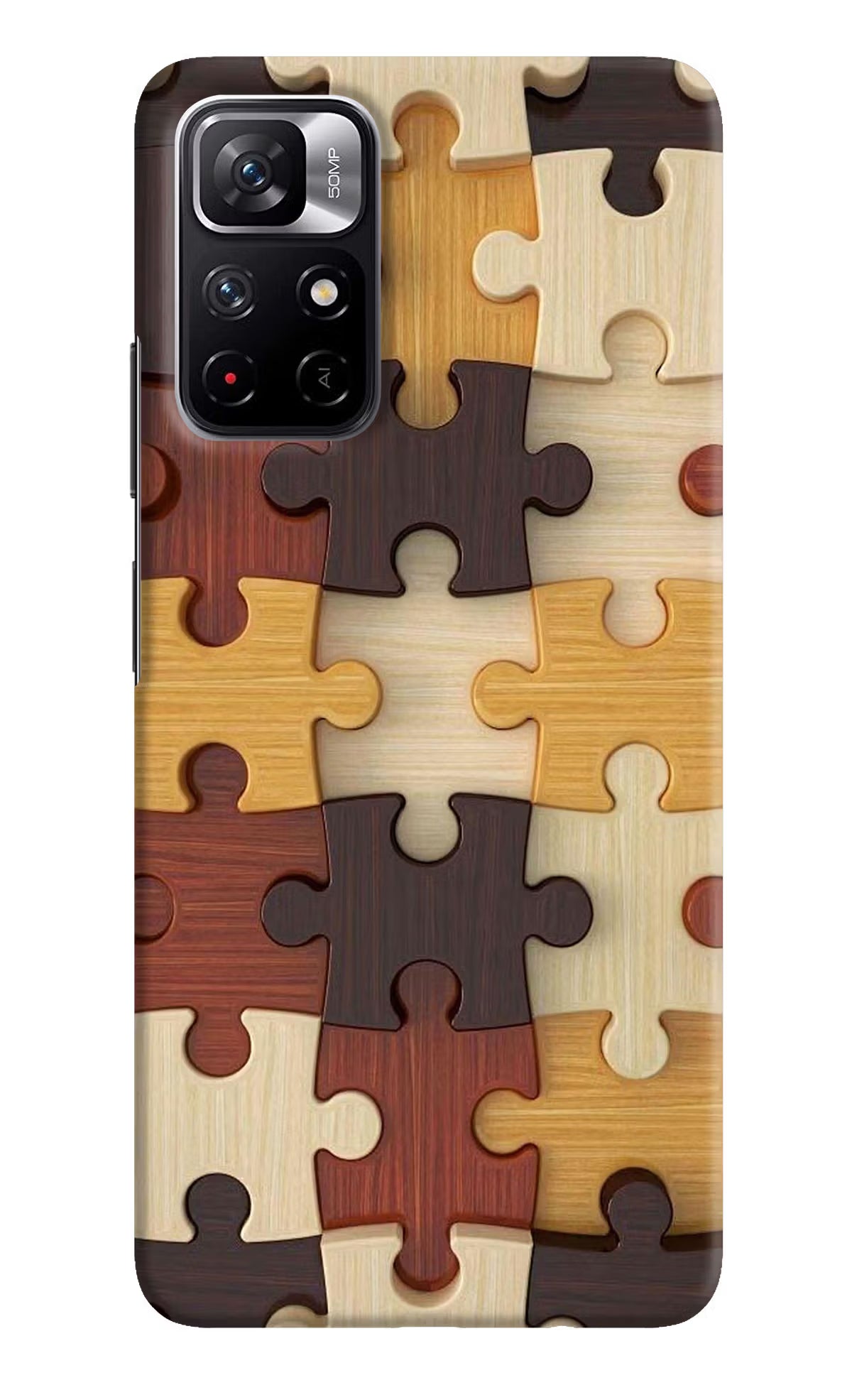 Wooden Puzzle Poco M4 Pro 5G Hard Case Back Cover by Casekaro