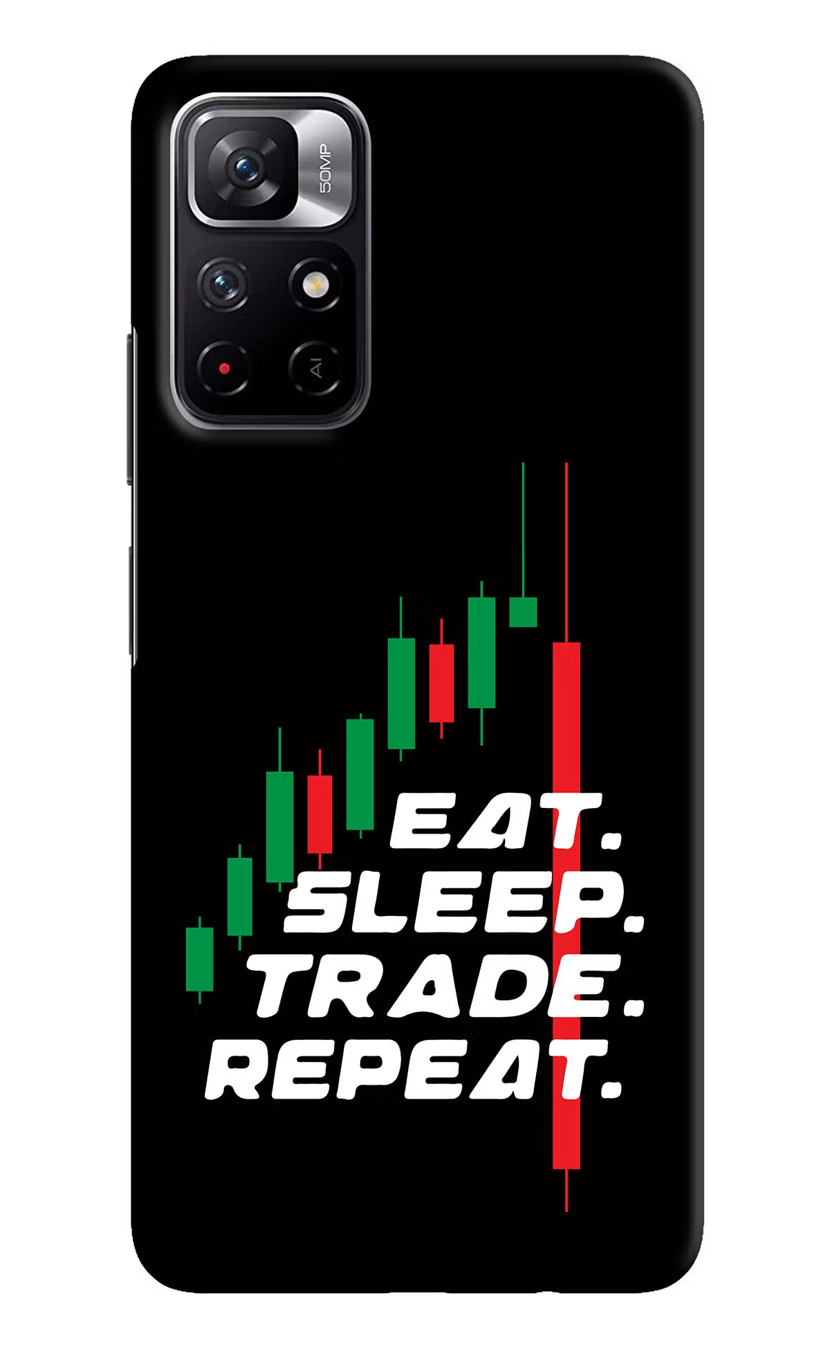 Eat Sleep Trade Repeat Poco M4 Pro 5G Hard Case Back Cover by Casekaro