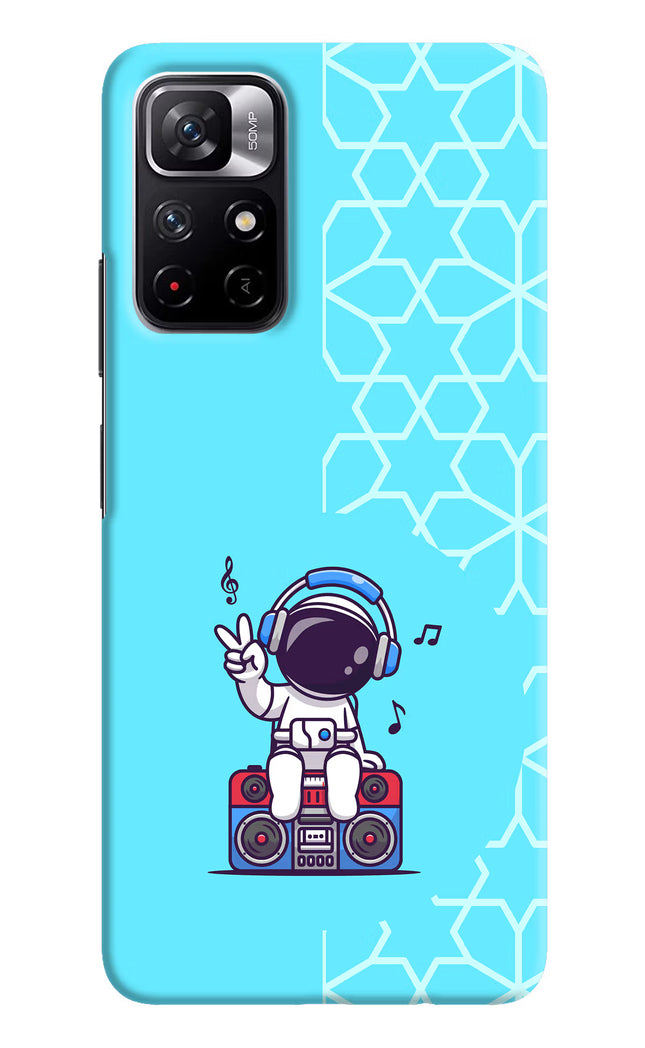 Cute Astronaut Chilling Poco M4 Pro 5G Hard Case Back Cover by Casekaro