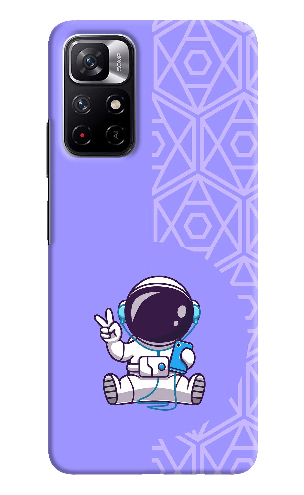Cute Astronaut Chilling Poco M4 Pro 5G Hard Case Back Cover by Casekaro