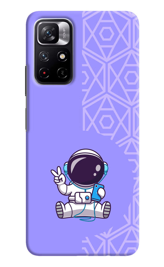 Cute Astronaut Chilling Poco M4 Pro 5G Hard Case Back Cover by Casekaro