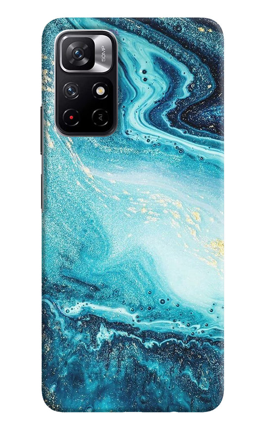 Blue Glitter Marble Poco M4 Pro 5G Hard Case Back Cover by Casekaro