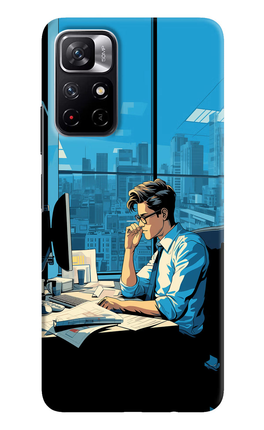 Focused Hustler (AI Generated) Poco M4 Pro 5G Back Cover, Hard case