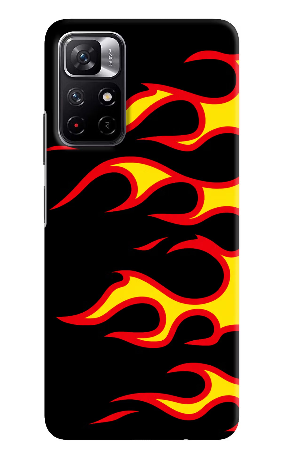 Side Sweep Flames Poco M4 Pro 5G Hard Case Back Cover by Casekaro