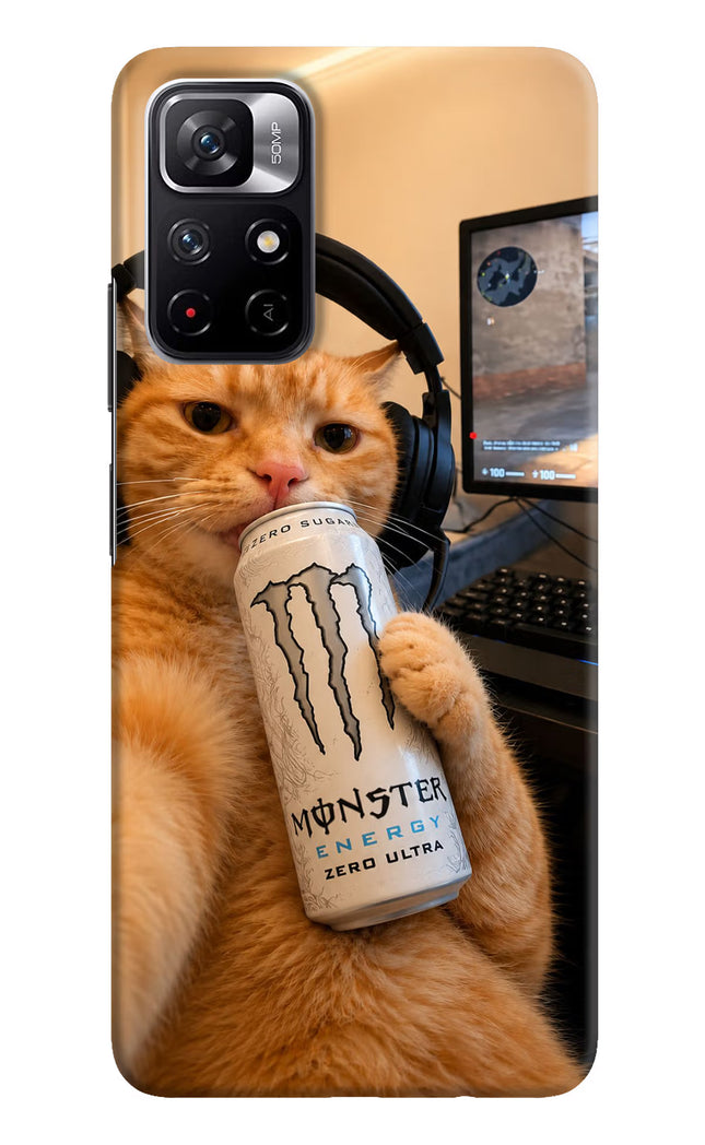 Gamer Cat Energy Poco M4 Pro 5G Hard Case Back Cover by Casekaro
