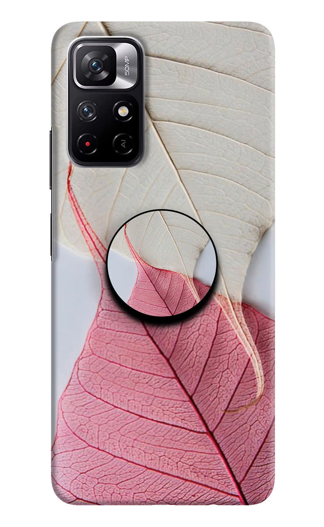 White Pink Leaf Poco M4 Pro 5G Pop Case by Casekaro