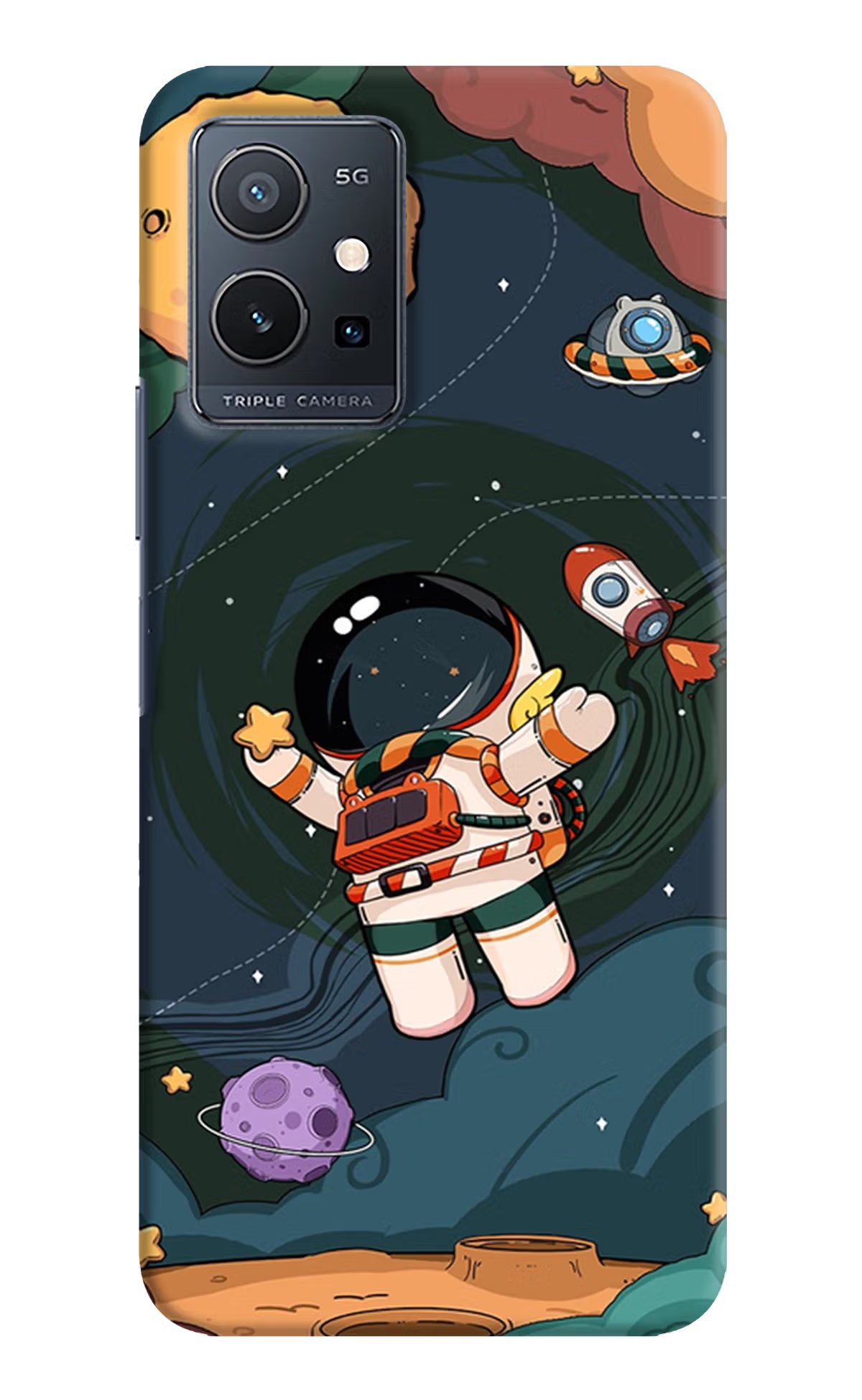 Cartoon Astronaut IQOO Z6 5G (not 44W) Hard Case Back Cover by Casekaro
