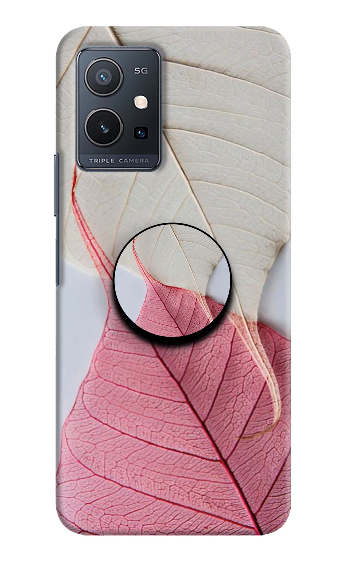 White Pink Leaf IQOO Z6 5G (not 44W) Pop Case by Casekaro