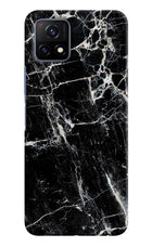 Black Marble Texture Vivo Y72 5G Hard Case Back Cover by Casekaro