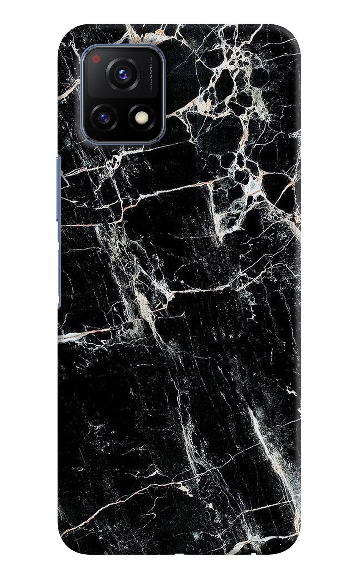 Black Marble Texture Vivo Y72 5G Hard Case Back Cover by Casekaro