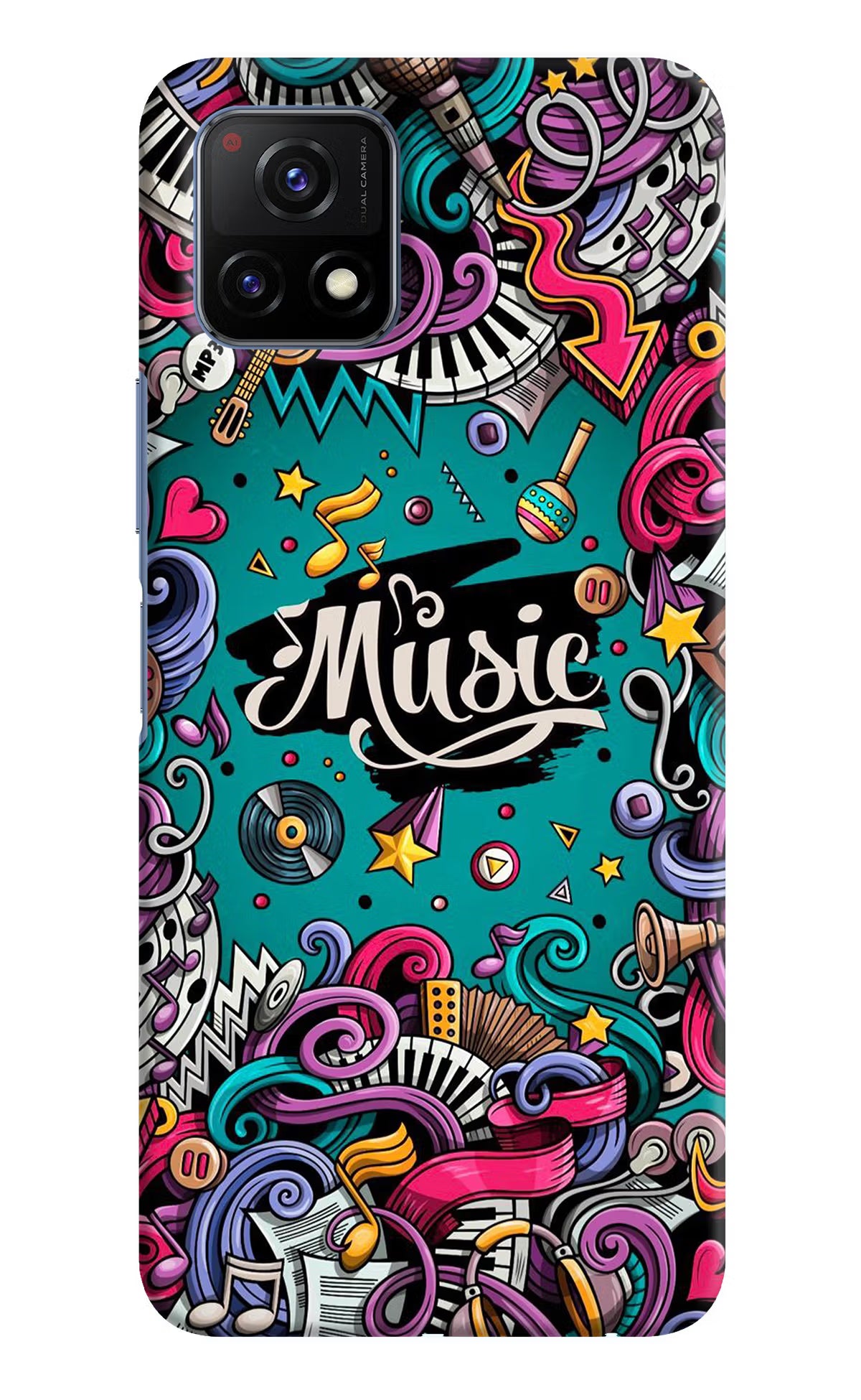 Music Graffiti Vivo Y72 5G Hard Case Back Cover by Casekaro