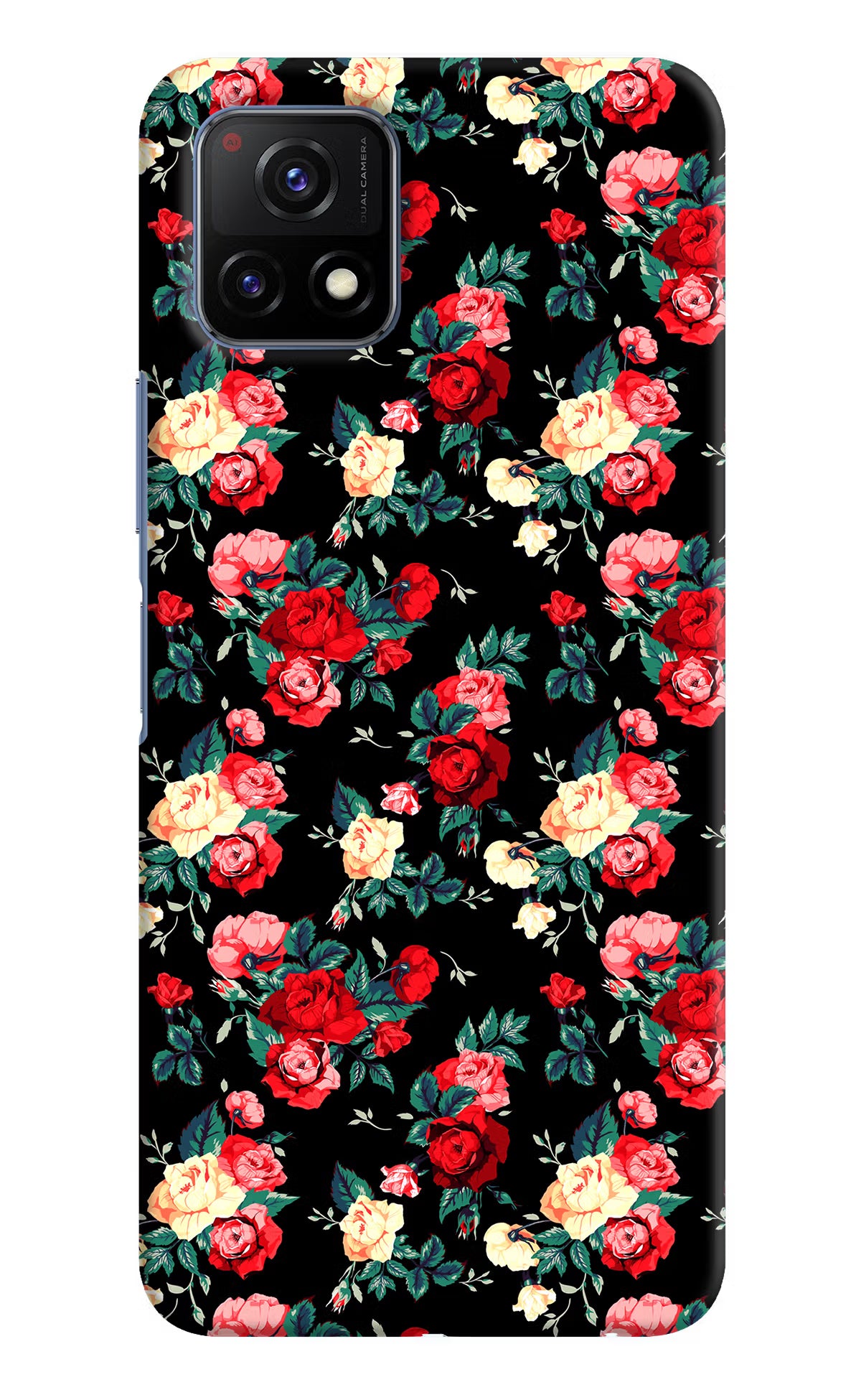 Rose Pattern Vivo Y72 5G Hard Case Back Cover by Casekaro