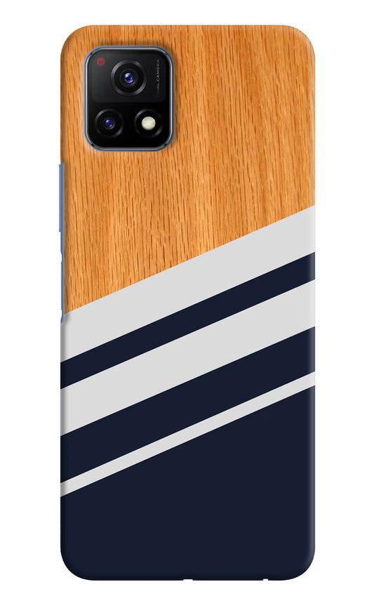 Blue and white wooden Vivo Y72 5G Hard Case Back Cover by Casekaro
