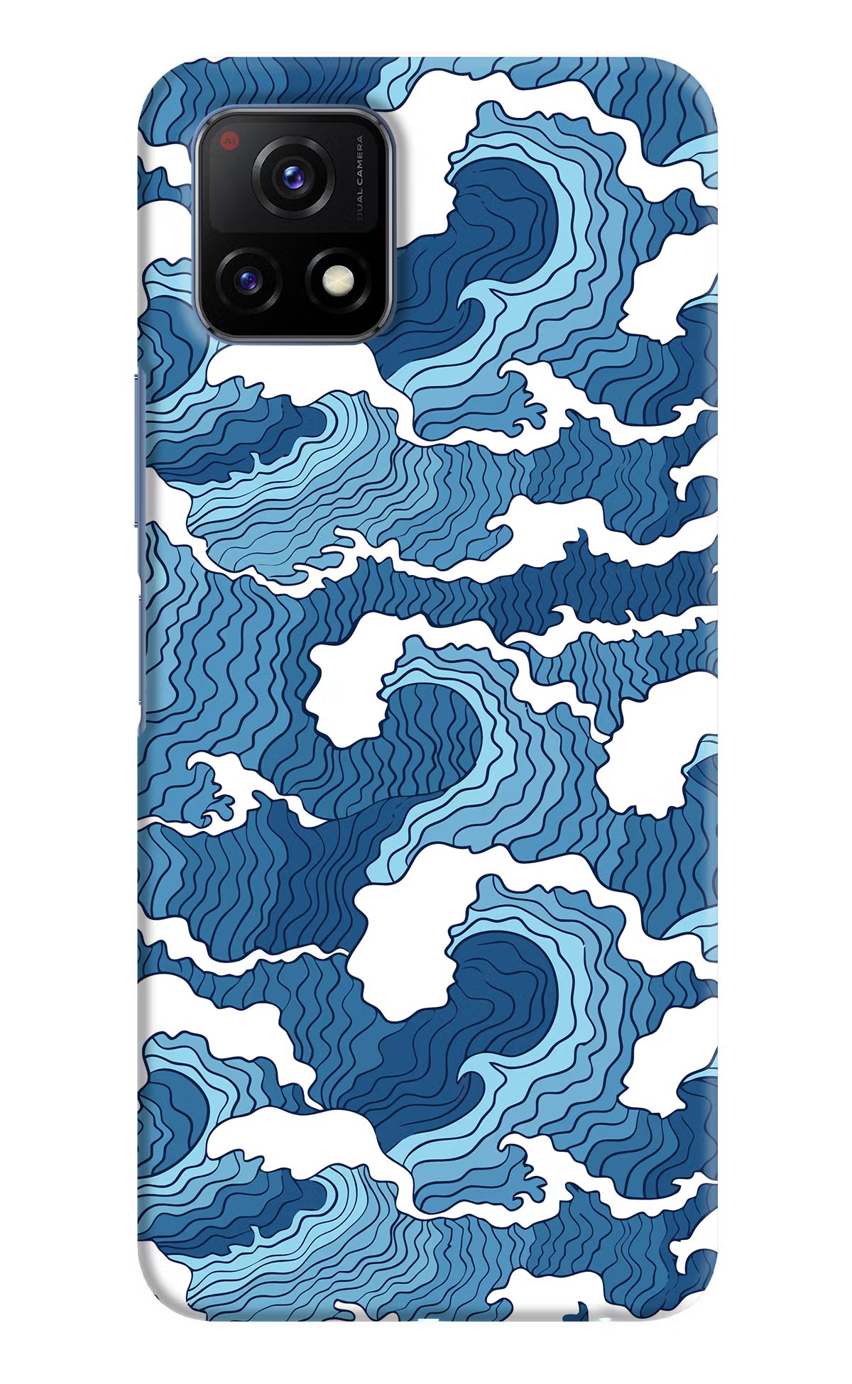 Blue Waves Vivo Y72 5G Hard Case Back Cover by Casekaro