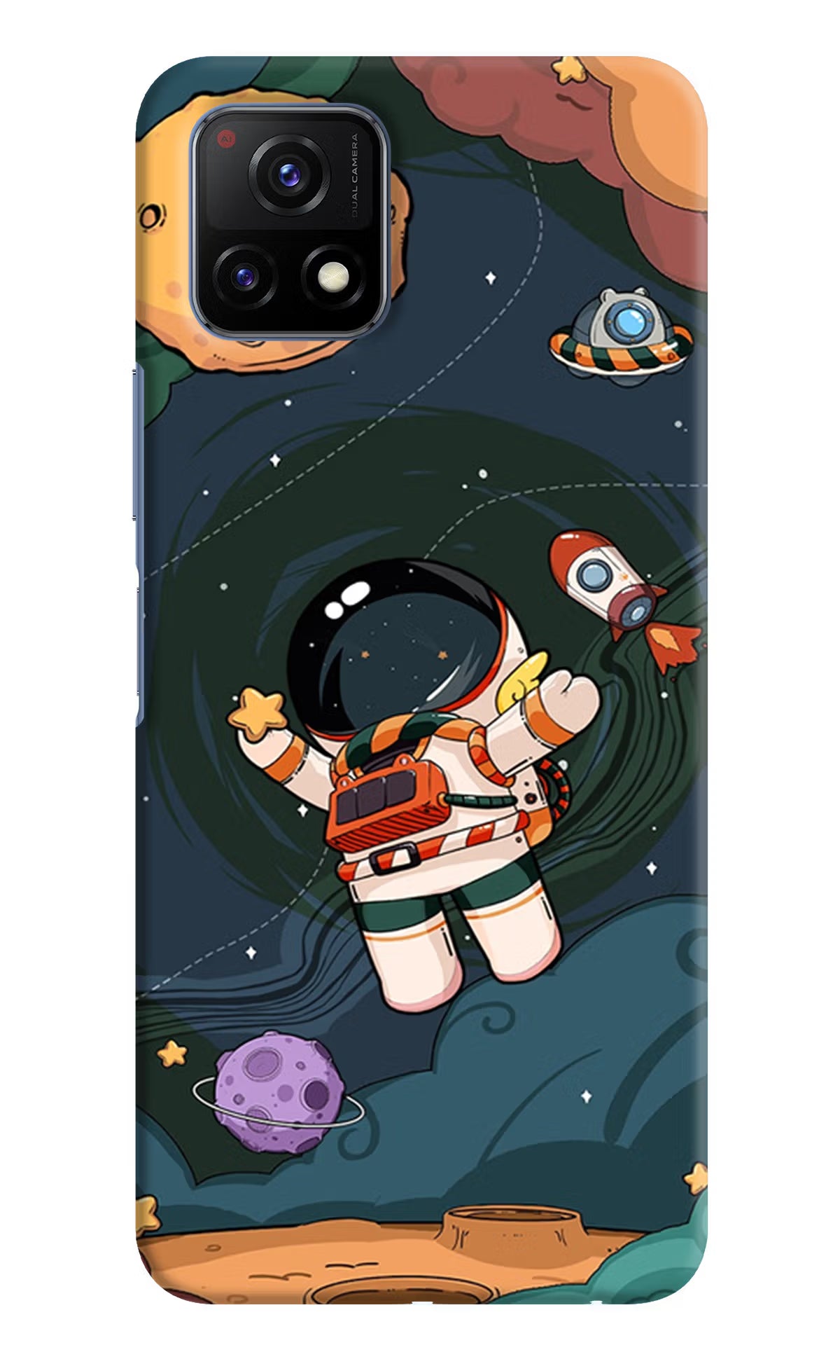 Cartoon Astronaut Vivo Y72 5G Hard Case Back Cover by Casekaro