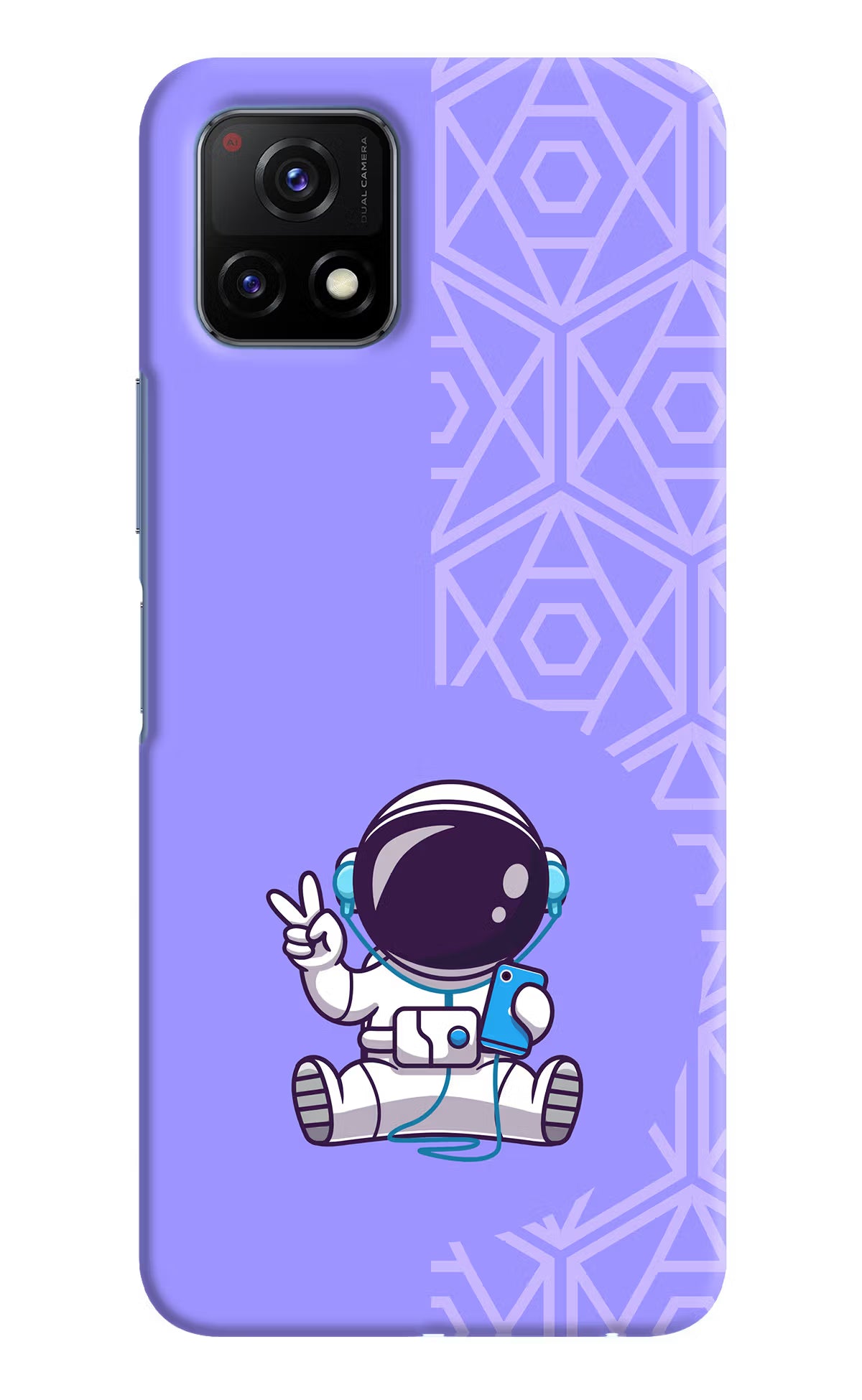 Cute Astronaut Chilling Vivo Y72 5G Hard Case Back Cover by Casekaro