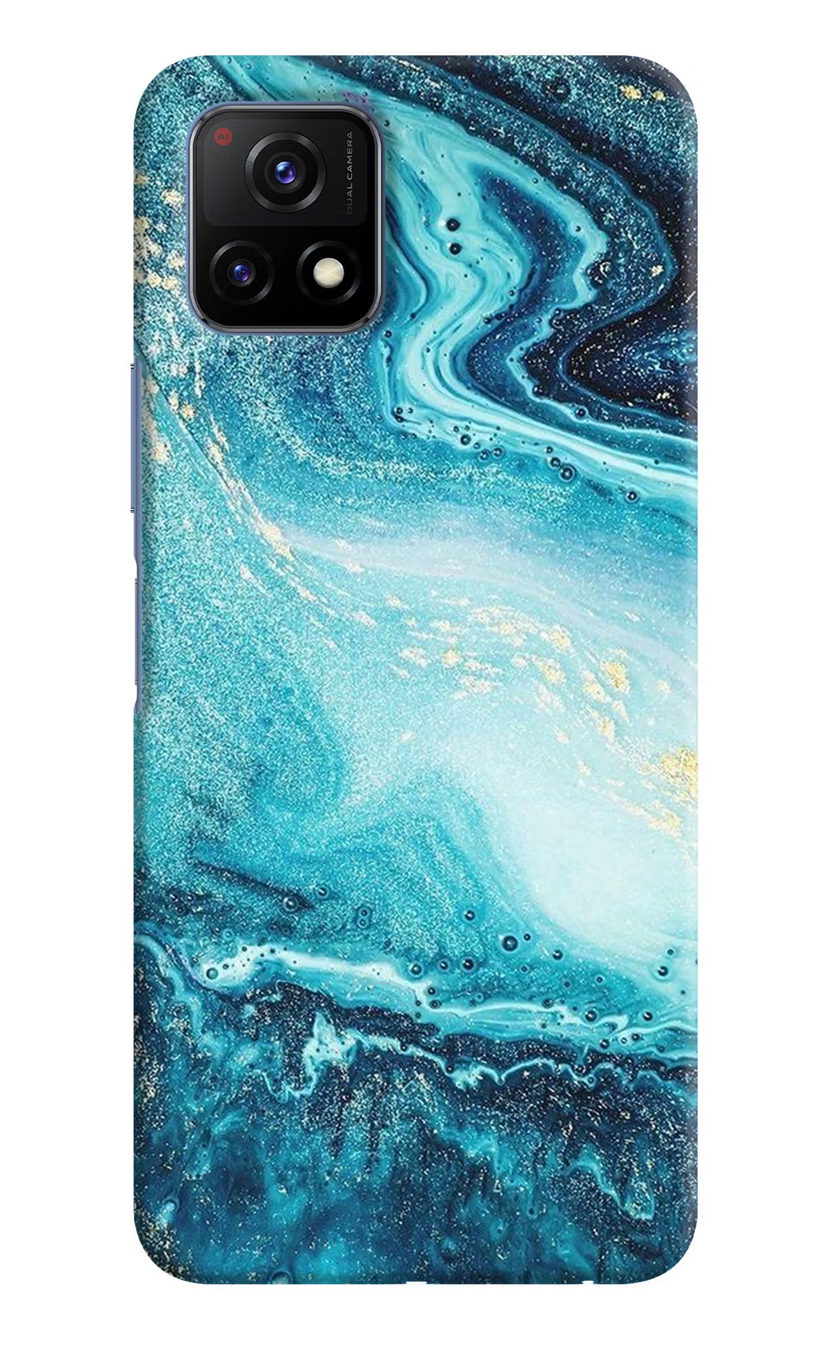 Blue Glitter Marble Vivo Y72 5G Hard Case Back Cover by Casekaro