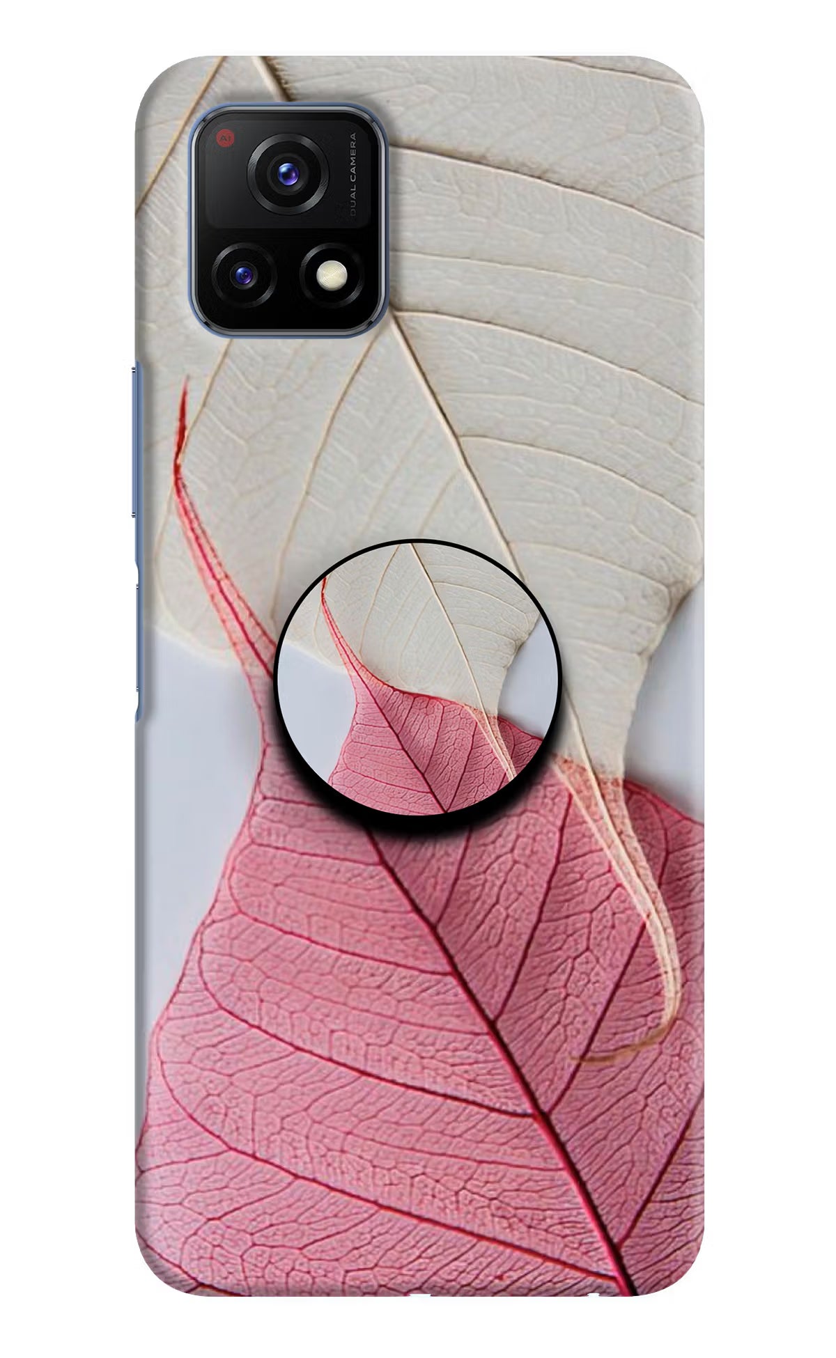 White Pink Leaf Vivo Y72 5G Pop Case by Casekaro