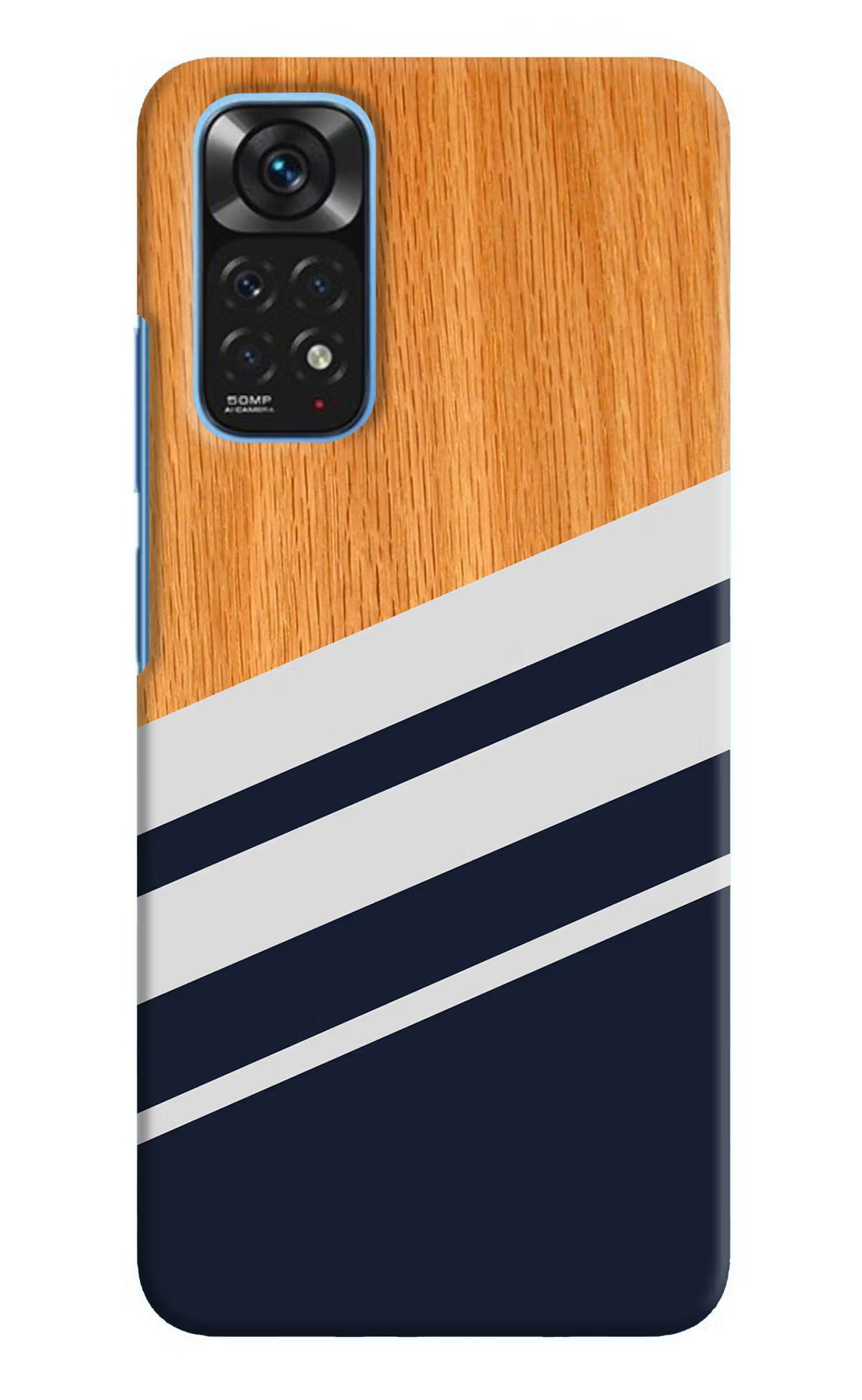 Blue and white wooden Redmi Note 11/11S Hard Case Back Cover by Casekaro