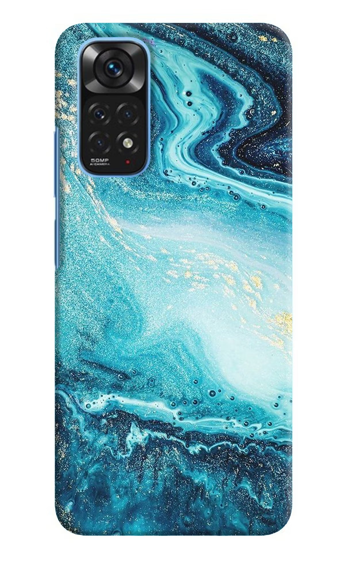 Blue Glitter Marble Redmi Note 11/11S Hard Case Back Cover by Casekaro