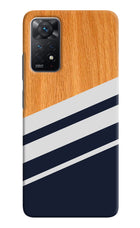 Blue and white wooden Redmi Note 11 Pro Hard Case Back Cover by Casekaro
