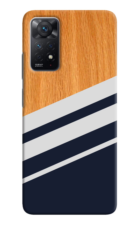 Blue and white wooden Redmi Note 11 Pro Hard Case Back Cover by Casekaro
