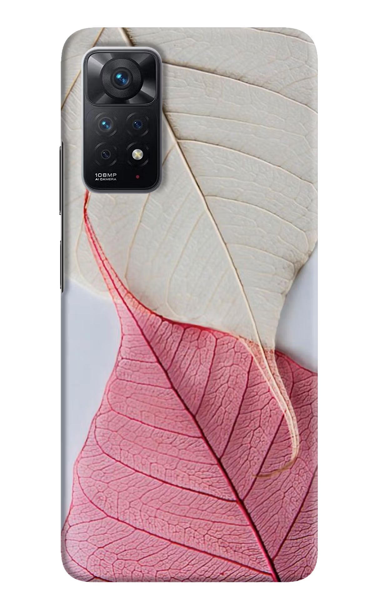 White Pink Leaf Redmi Note 11 Pro Hard Case Back Cover by Casekaro