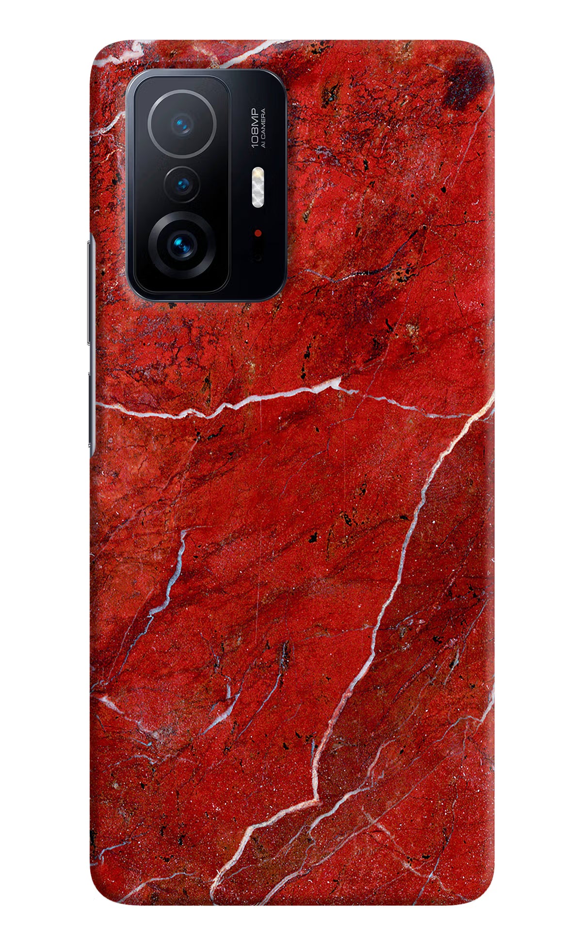 Red Marble Design Mi 11T Pro 5G Hard Case Back Cover by Casekaro