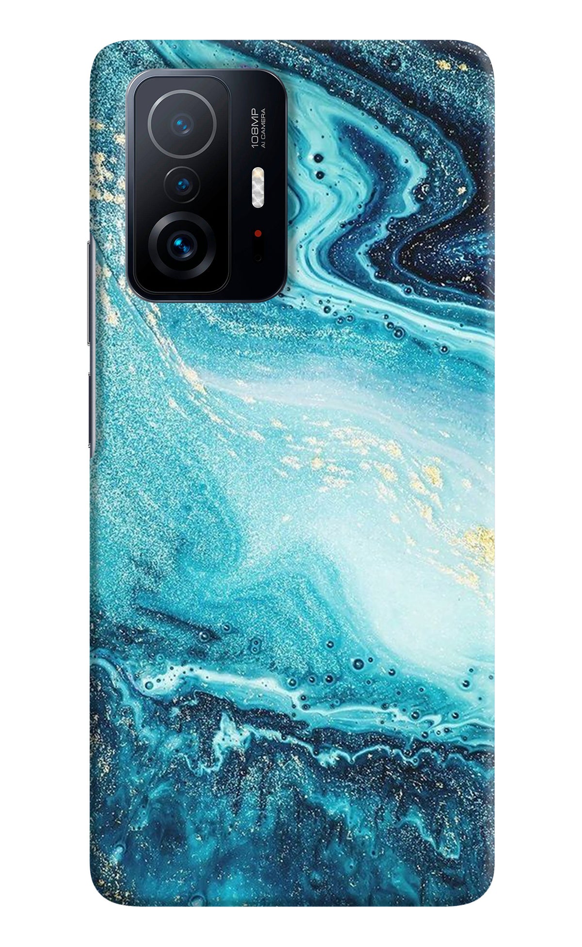 Blue Glitter Marble Mi 11T Pro 5G Back Cover