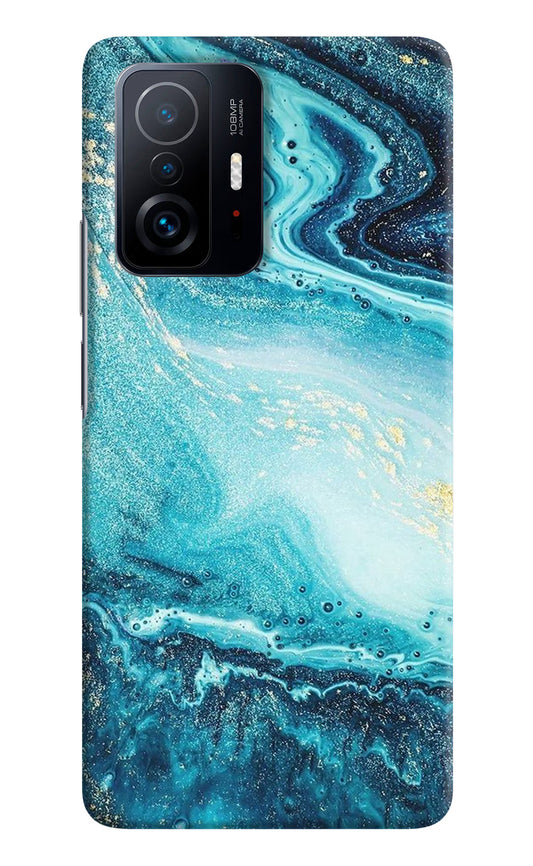 Blue Glitter Marble Mi 11T Pro 5G Hard Case Back Cover by Casekaro