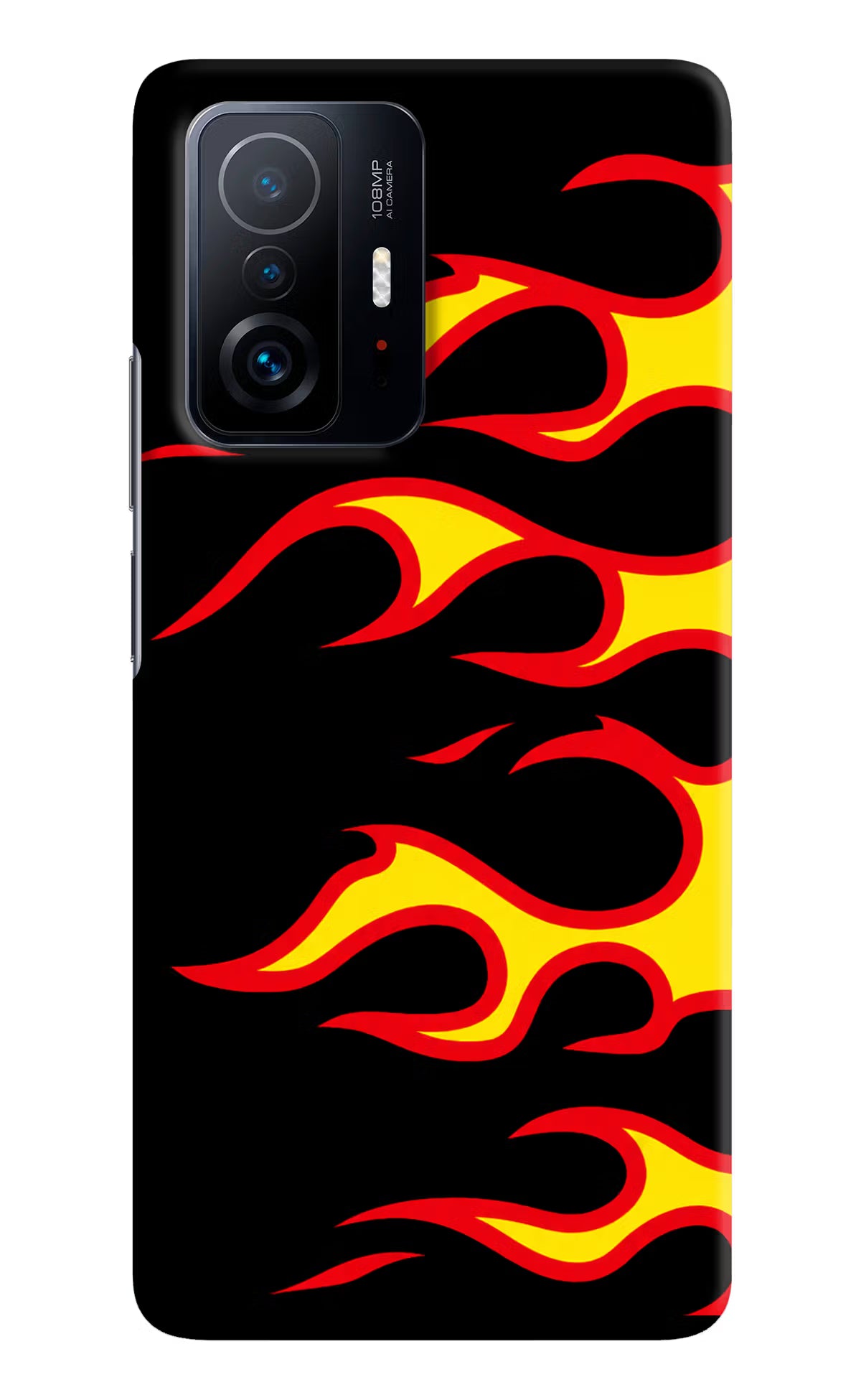 Side Sweep Flames Mi 11T Pro 5G Hard Case Back Cover by Casekaro