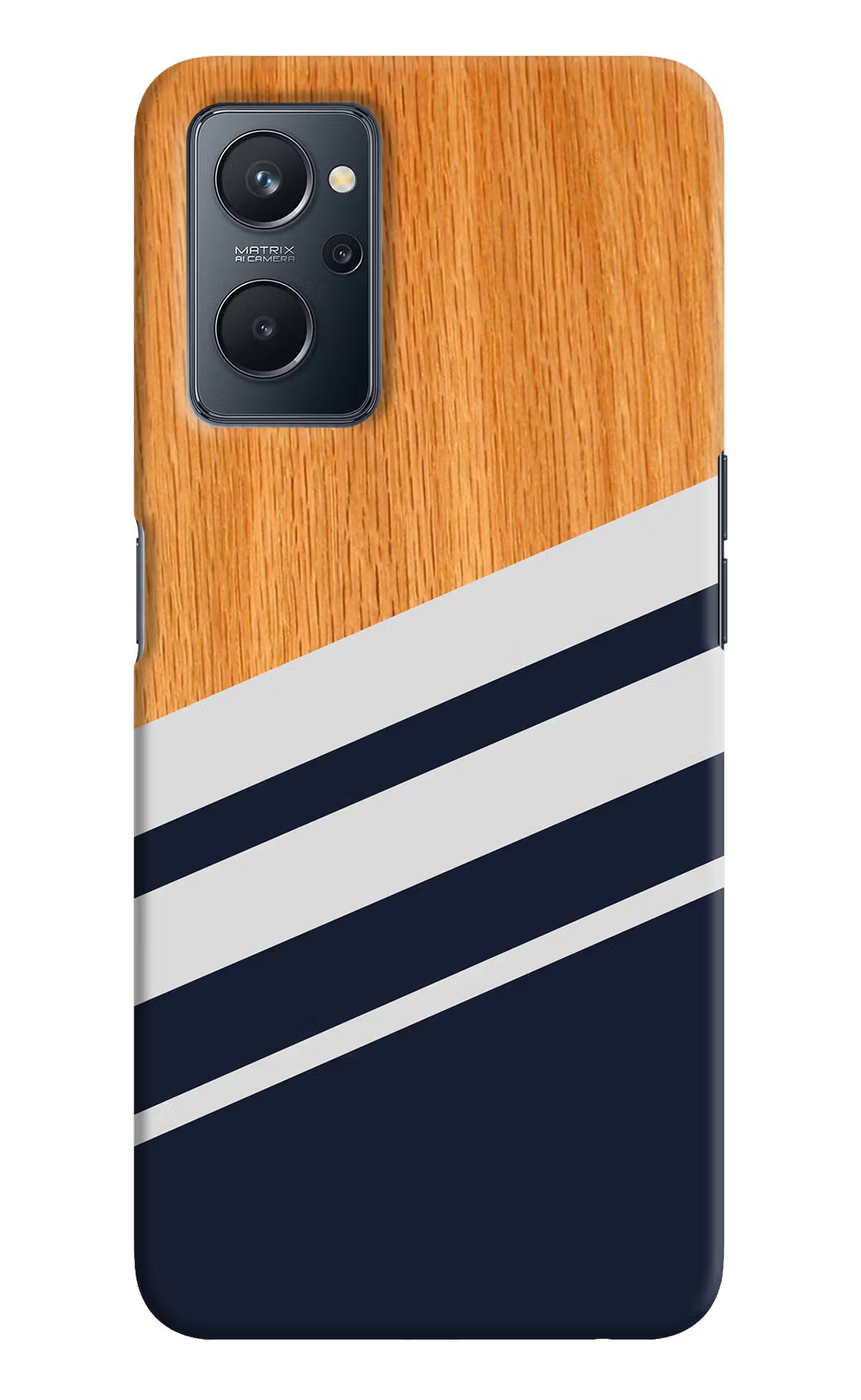 Blue and white wooden Realme 9i 4G Hard Case Back Cover by Casekaro