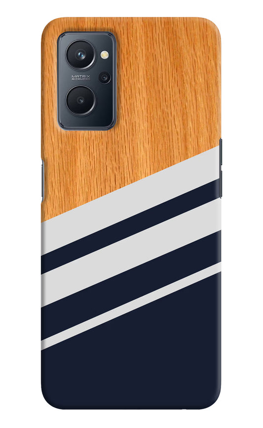 Blue and white wooden Realme 9i 4G Hard Case Back Cover by Casekaro