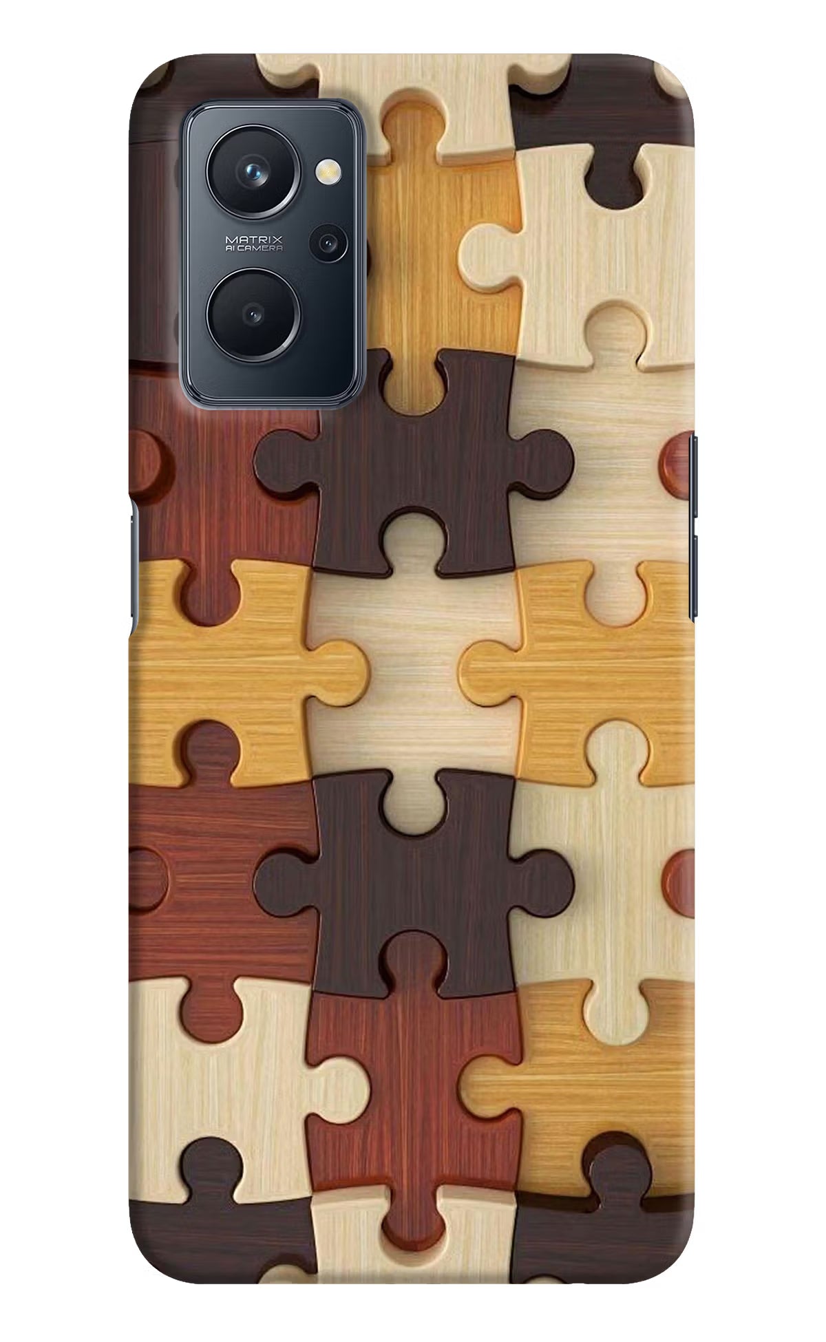 Wooden Puzzle Realme 9i 4G Hard Case Back Cover by Casekaro