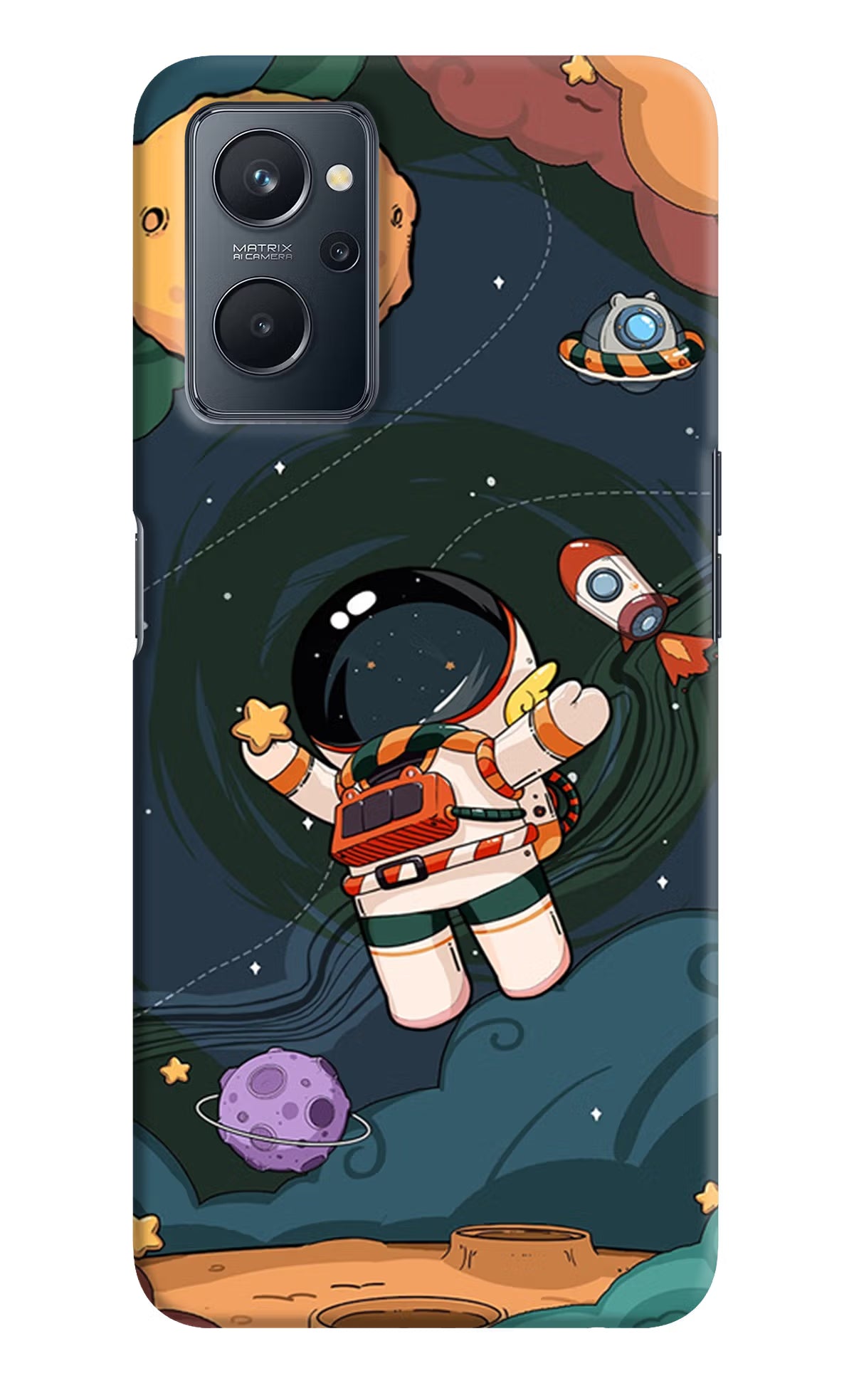 Cartoon Astronaut Realme 9i 4G Hard Case Back Cover by Casekaro