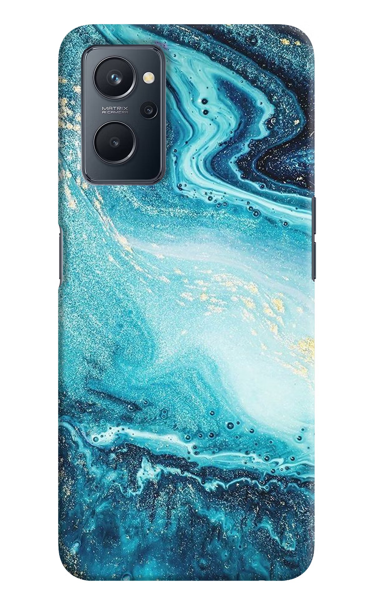 Blue Glitter Marble Realme 9i 4G Hard Case Back Cover by Casekaro