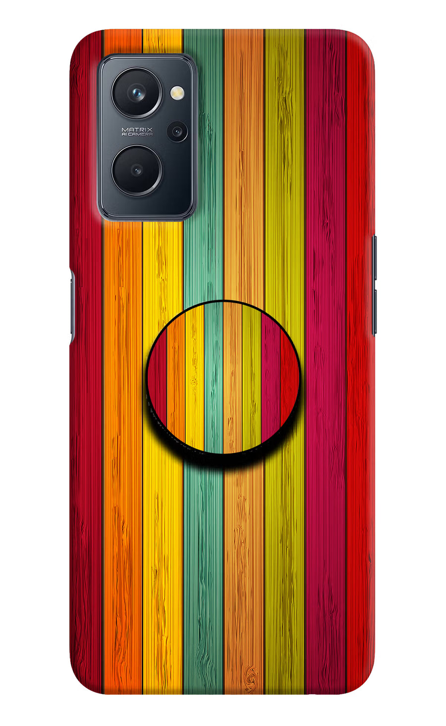 Multicolor Wooden Realme 9i 4G Pop Case, Hard case