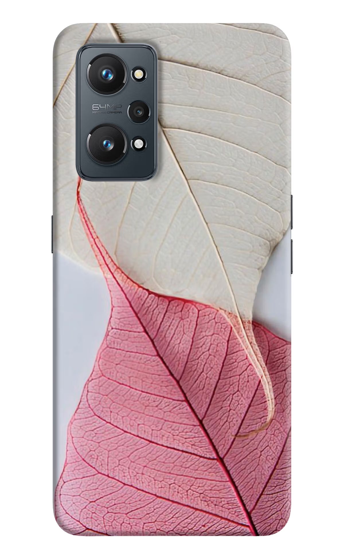 White Pink Leaf Realme GT 2 5G Hard Case Back Cover by Casekaro