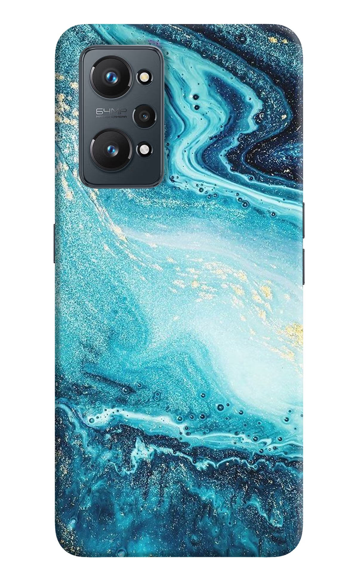 Blue Glitter Marble Realme GT 2 5G Hard Case Back Cover by Casekaro