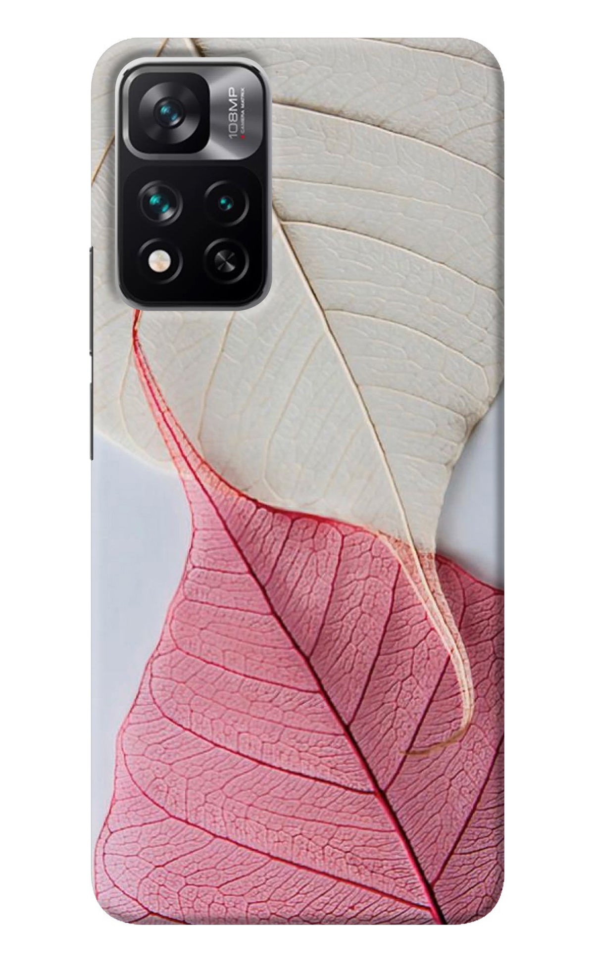 White Pink Leaf Mi 11i 5G/11i 5G Hypercharge Back Cover