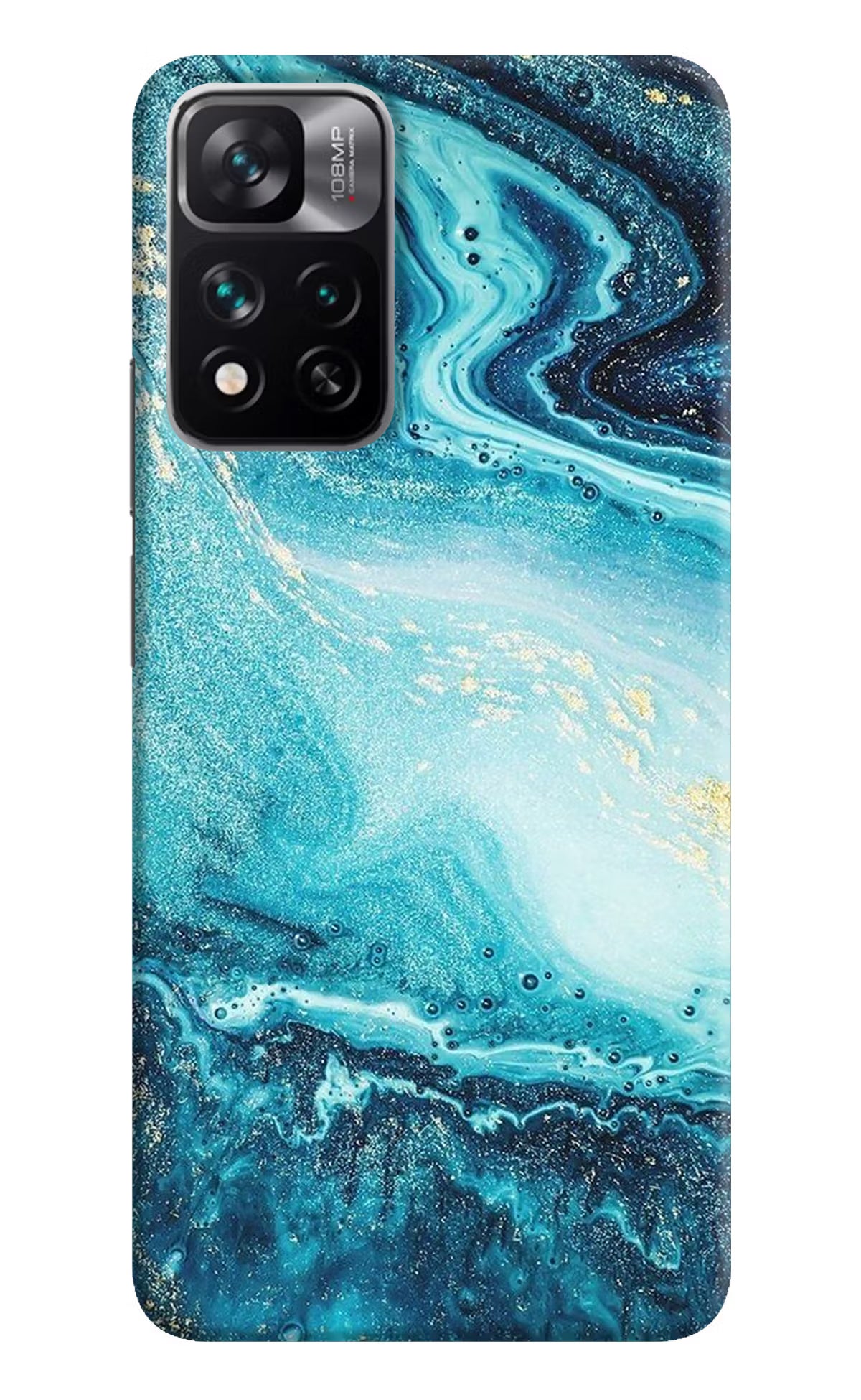 Blue Glitter Marble Mi 11i 5G/11i 5G Hypercharge Hard Case Back Cover by Casekaro