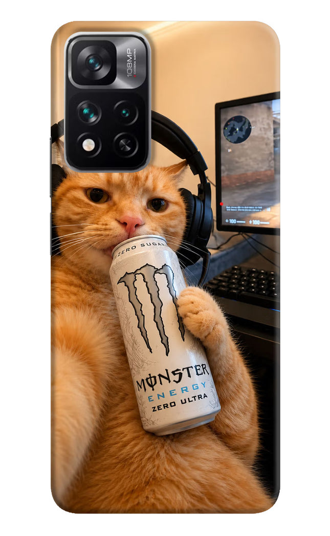 Gamer Cat Energy Mi 11i 5G/11i 5G Hypercharge Hard Case Back Cover by Casekaro