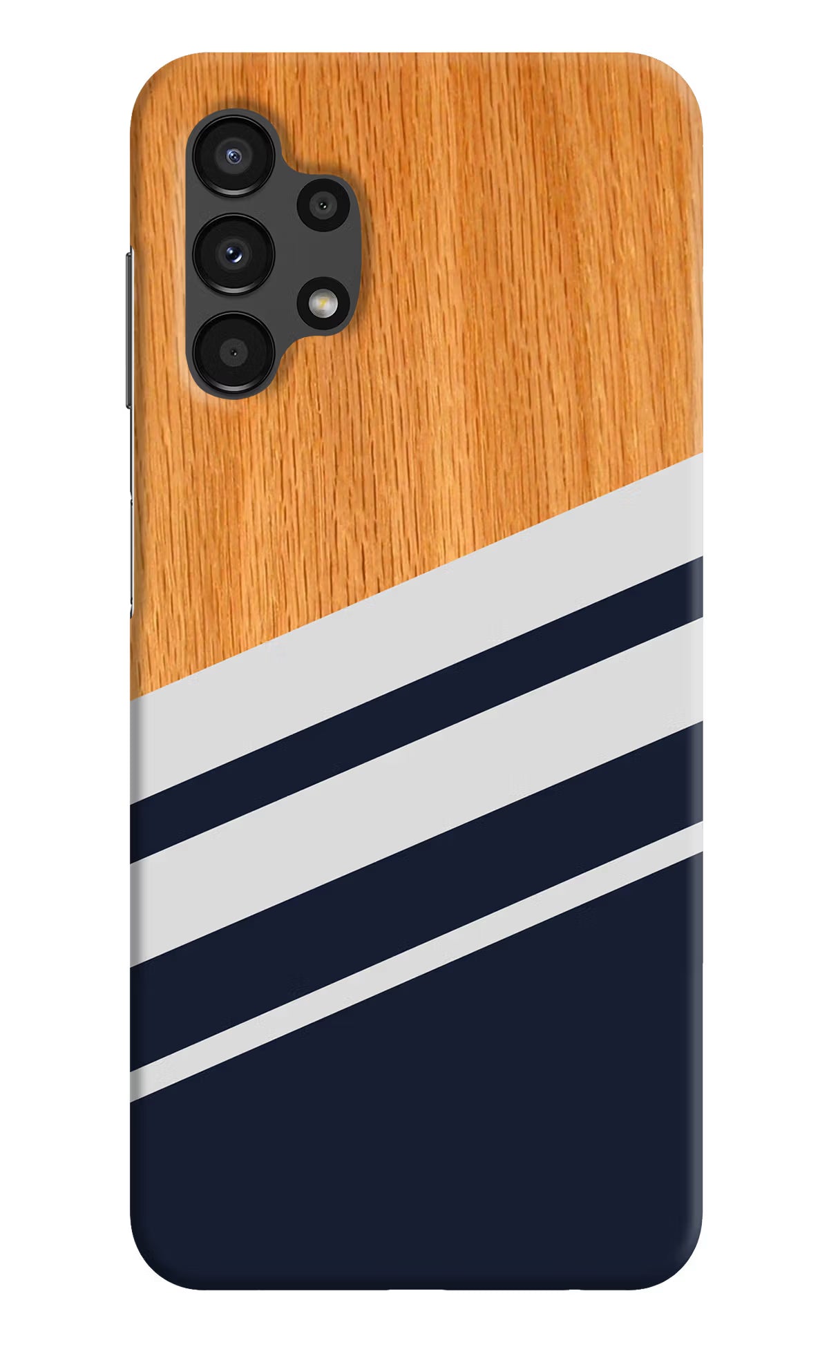 Blue and white wooden Samsung A13 4G Hard Case Back Cover by Casekaro