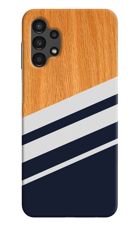 Blue and white wooden Samsung A13 4G Hard Case Back Cover by Casekaro